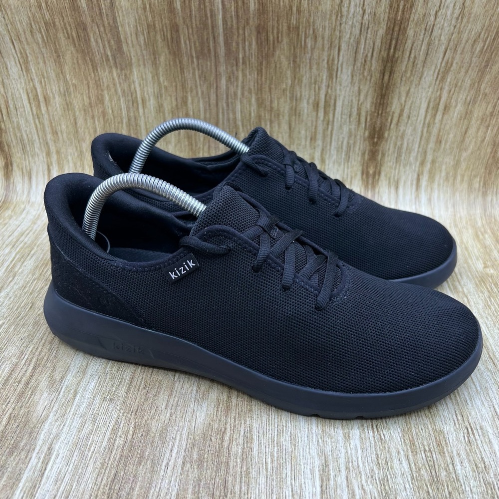 Kizik Madrid Eco Sneakers Men's 9.5 Black Hands-Free Slip On Recycled Knit Shoes